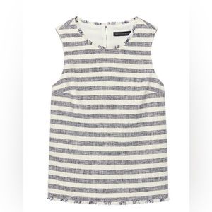 Banana Republic Fringe Tweed Shell in Navy and Creme